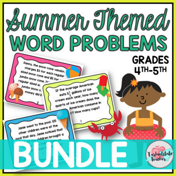 4th and 5th Grade Review Word Problem Task Cards Activities or Math Centers