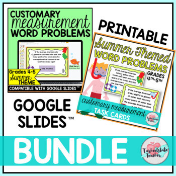 Customary Measurement Word Problems Task Cards Activities or Math Centers BUNDLE