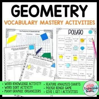 Geometry Vocabulary Activities and Graphic Organizers