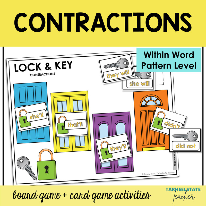 Contractions Games Not-Is-Have-Will Within Word Pattern Activities