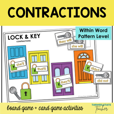 Contractions Games Not-Is-Have-Will Within Word Pattern Activities