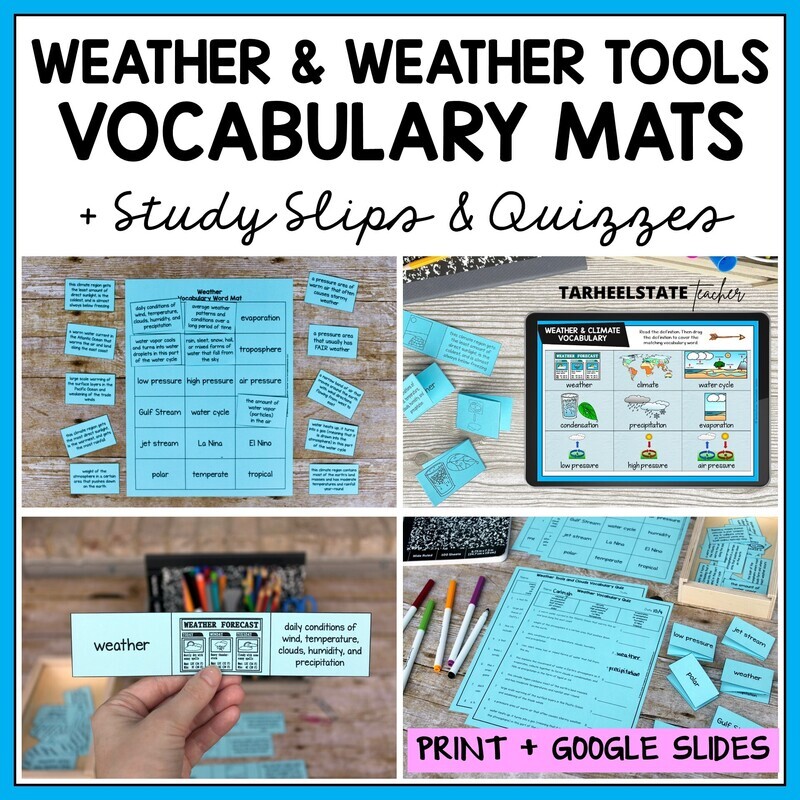 Weather and Climate Vocabulary Activities Printable w Google Slides