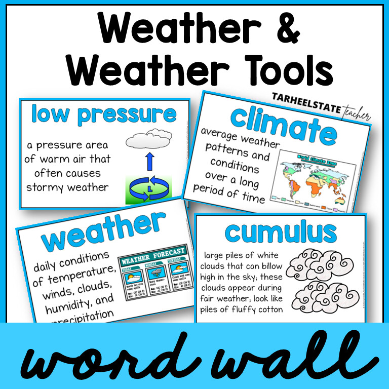 Weather, Tools, and Types of Clouds Science Word Wall