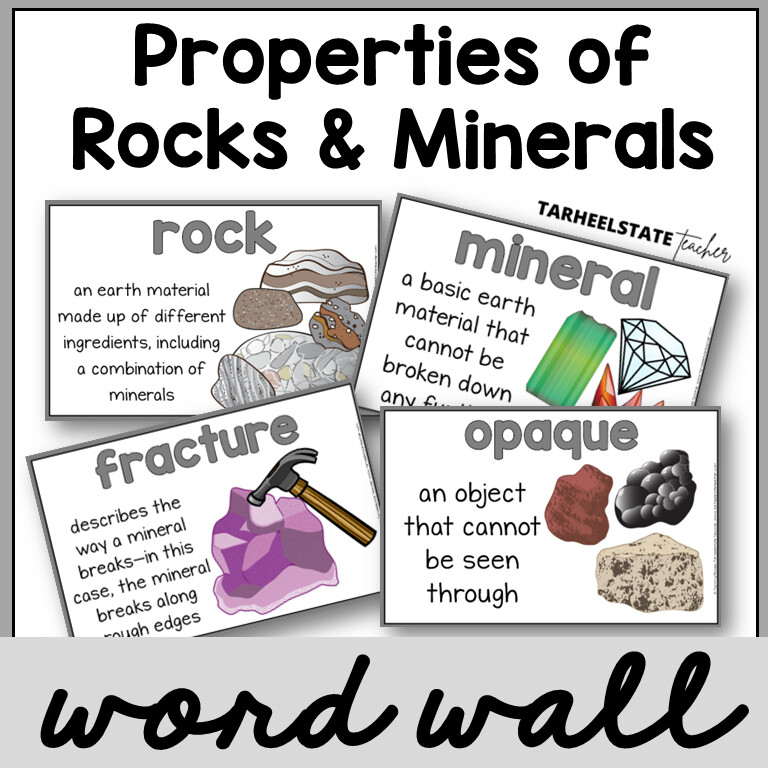Rocks and Minerals Science Word Wall