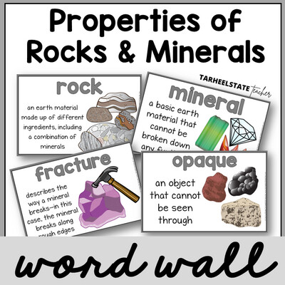 Rocks and Minerals Science Word Wall