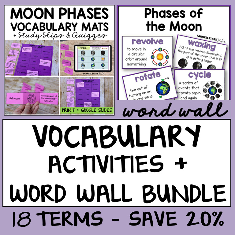 Phases of the Moon Vocabulary Activities Bundle