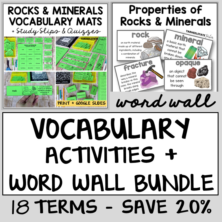 Rocks and Minerals Vocabulary Activities Bundle
