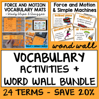 Force and Motion Vocabulary Activities Bundle