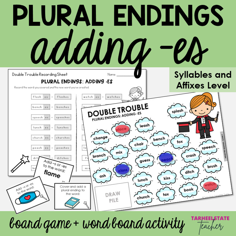 Plural Endings Adding -ES Syllables and Affixes Activities