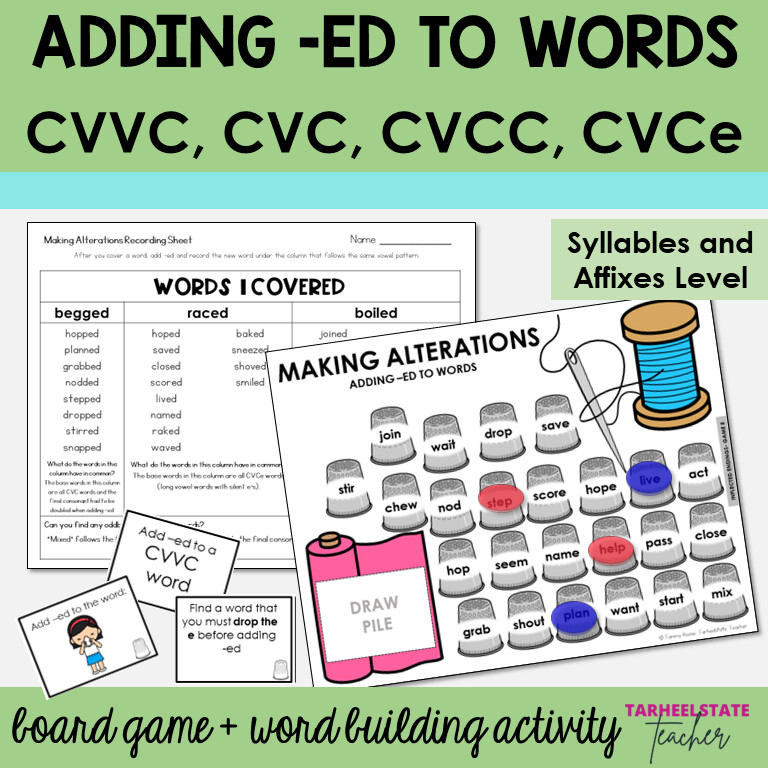 Adding -ED Inflectional Endings Syllables and Affixes Games and Activities