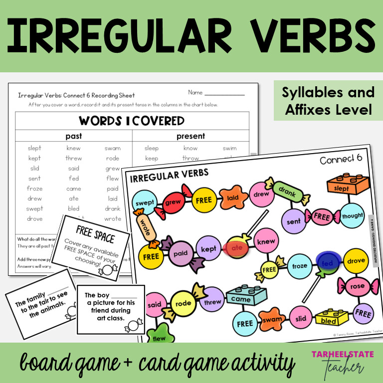 Irregular Past Tense Verbs Syllables and Affixes Games and Activities