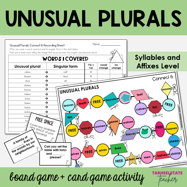 Unusual Plurals Syllables and Affixes Games and Activities