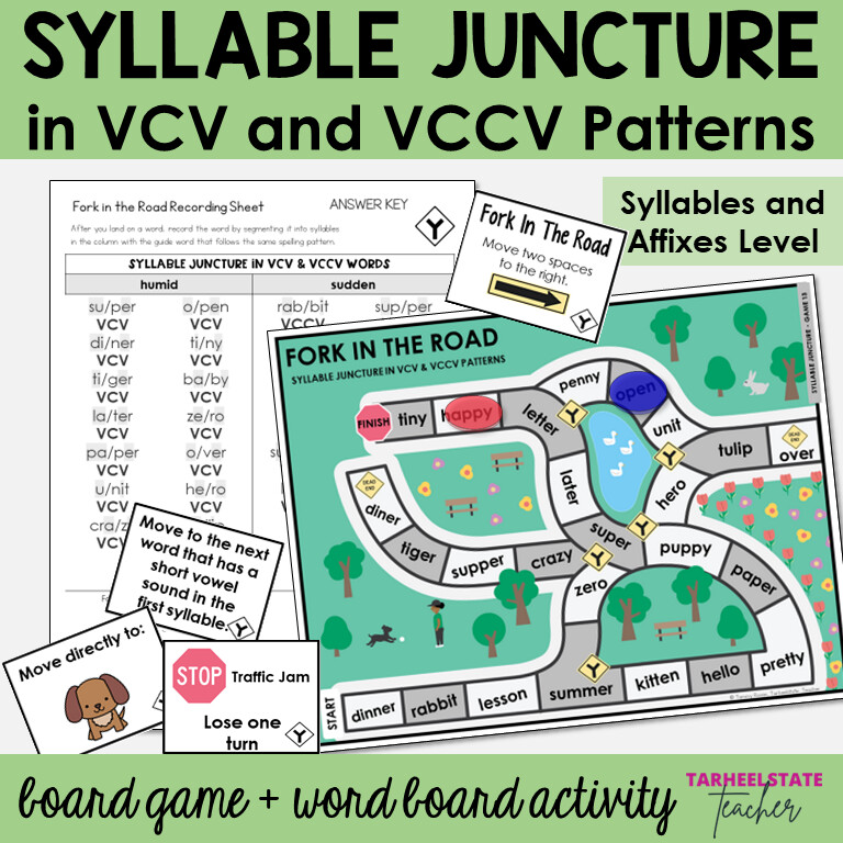 Syllable Juncture VCV, VCCV Patterns Syllables Affixes Games and Activities