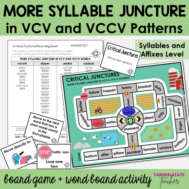 Syllable Juncture VCV and VCCV with Double Consonants Syllables Affixes Games