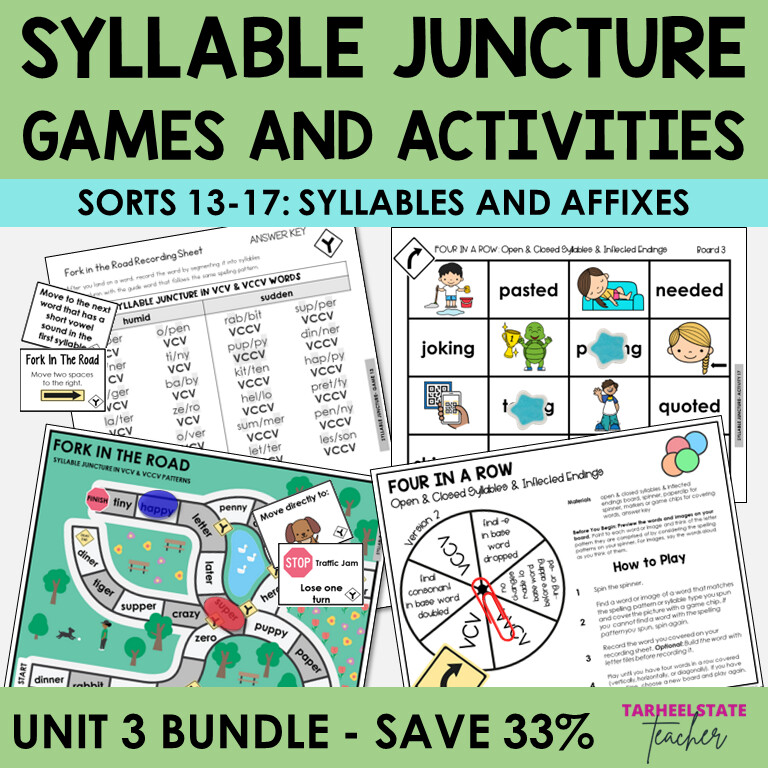 Syllable Juncture Patterns Syllables and Affixes Games and Activities