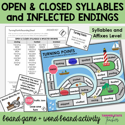 Open Closed Syllables Inflected Endings Syllable Affixes Games &amp; Activities