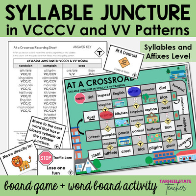 Syllable Juncture VCCCV, VV Patterns Syllables Affixes Games and Activities