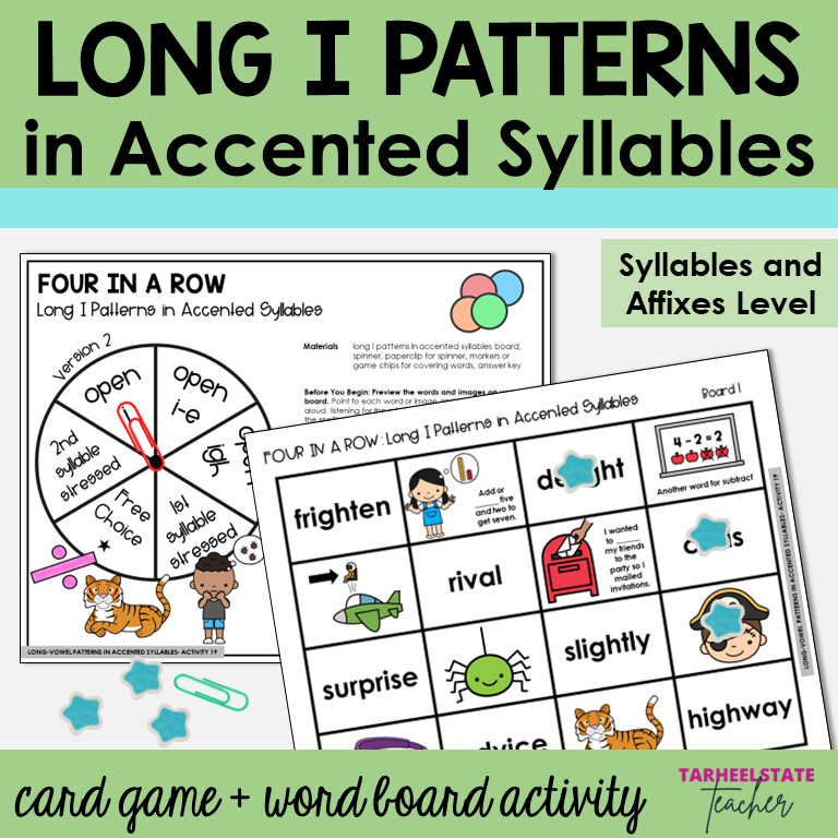 Long I Patterns I, IGH, I-E in Accented Syllables Games and Activities