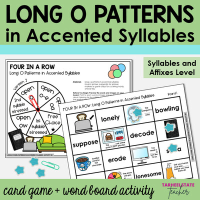 Long O Patterns O, OA, OW, O-E in Accented Syllables Games and Activities