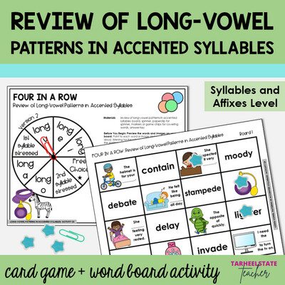 Review of Long Vowel Patterns in Accented Syllables Games and Activities