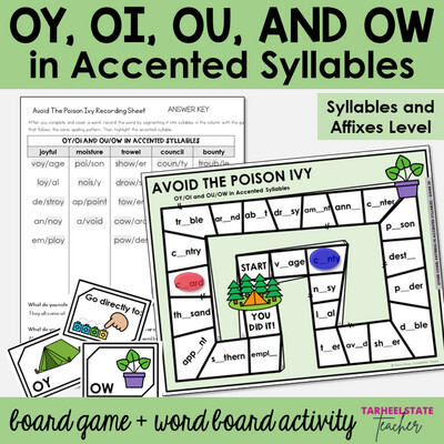 OY, OI, OU, OW Vowel Patterns in Accented Syllables Games and Activities