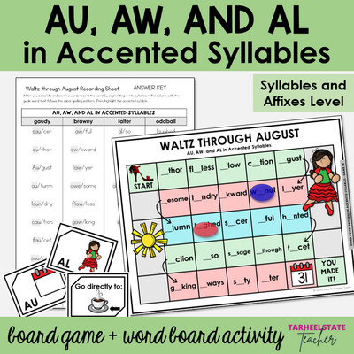 AU, AW, AL Vowel Patterns in Accented Syllables Games and Activities