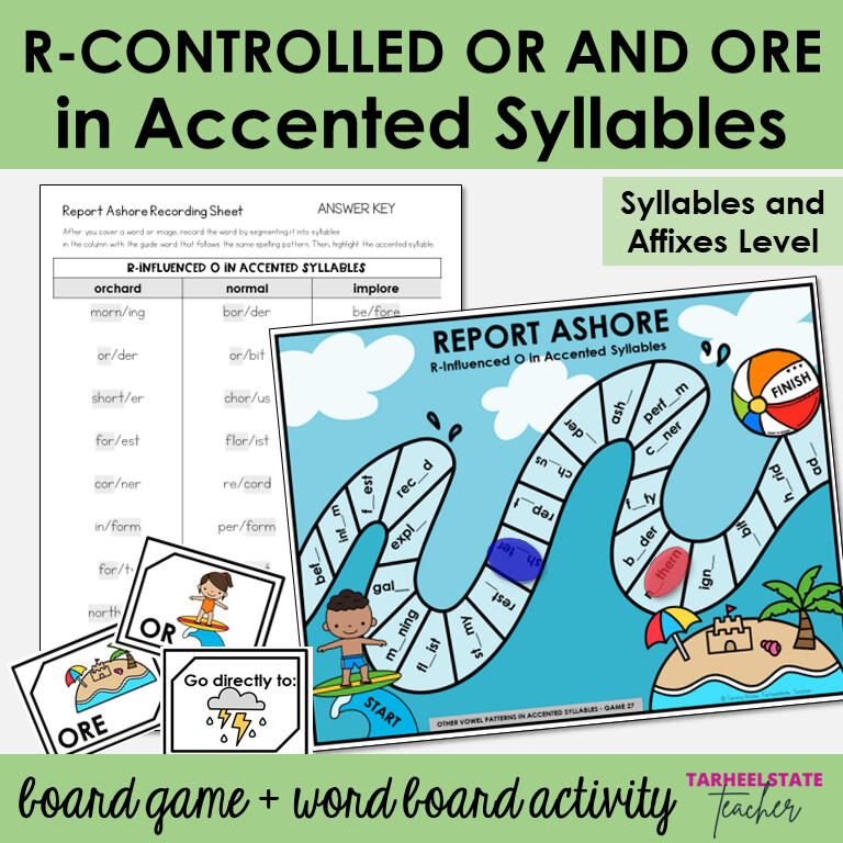 OR, ORE R-Controlled Vowels in Accented Syllables Games and Activities