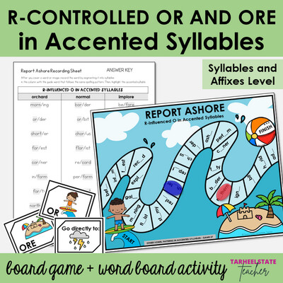 OR, ORE R-Controlled Vowels in Accented Syllables Games and Activities