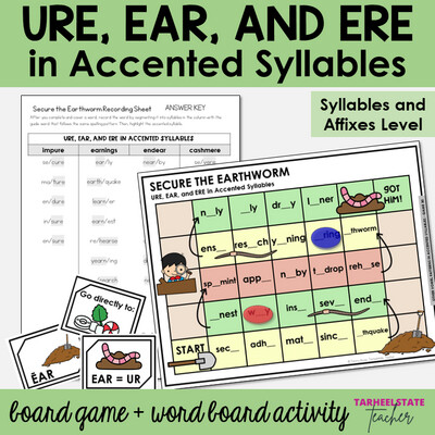 URE, EAR, ERE Vowel Patterns in Accented Syllables Games and Activities