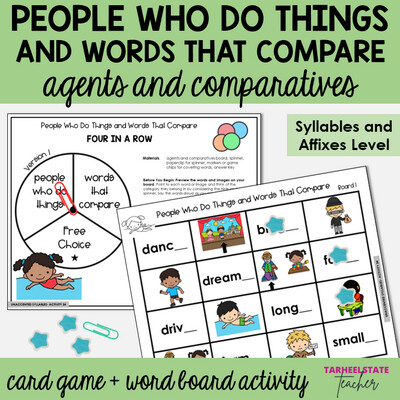 Words That Compare Endings ER AR OR Unaccented Final Syllables Game Activity