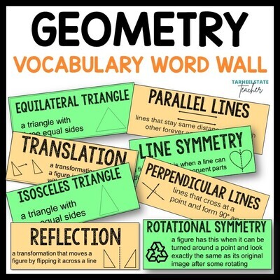 Geometry Vocabulary Word Wall - 3rd 4th 5th Grade