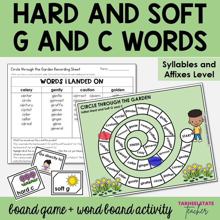 Initial Hard or Soft G and C, Begins C or G, Syllables and Affixes Game Activity