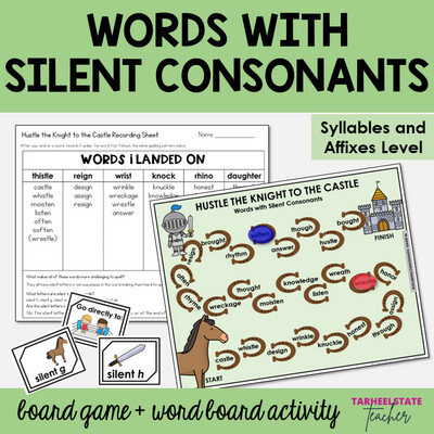 Silent Letters Consonant g, w, k, h, gh, t Syllables and Affixes Games Activity