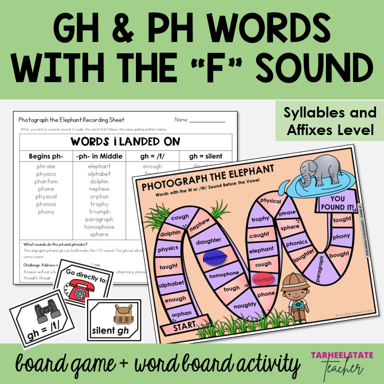 F Sound Words with GH and PH Syllables and Affixes Games and Activities
