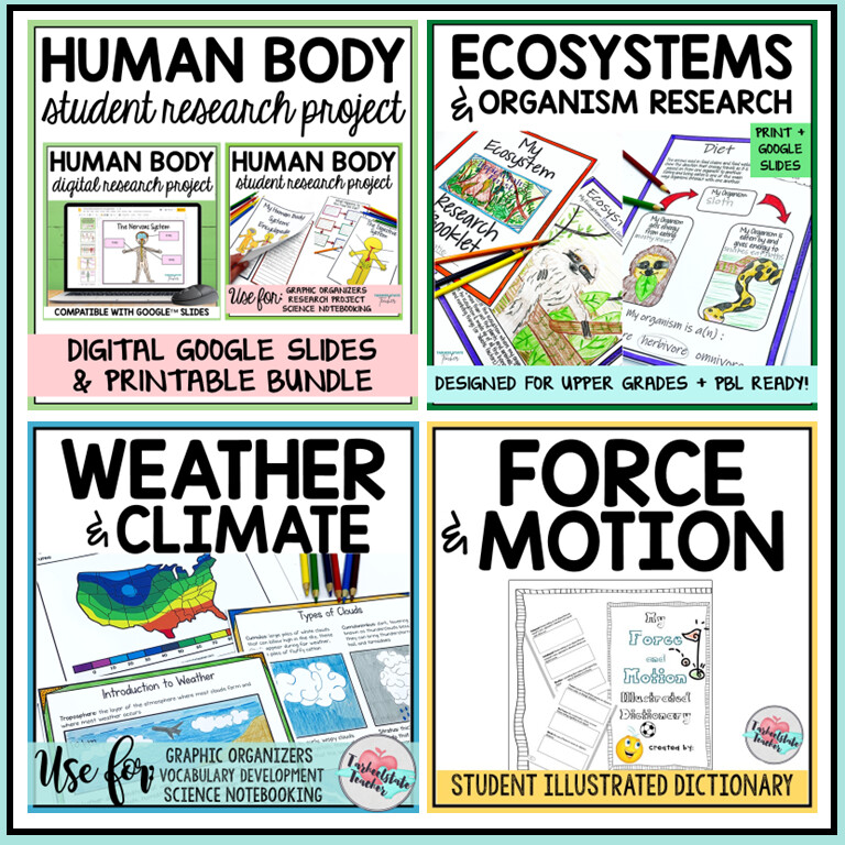 Human Body Systems | Weather and Climate | Ecosystems and Biomes Research Bundle