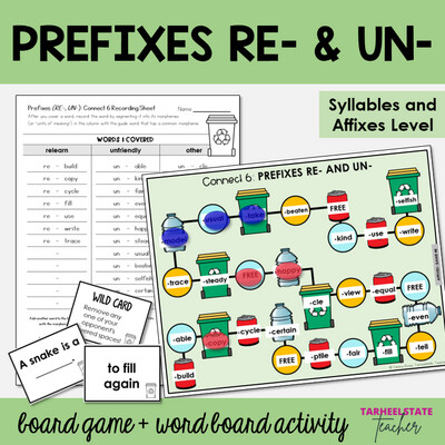 Prefixes RE-, UN- Syllables and Affixes Games and Activities
