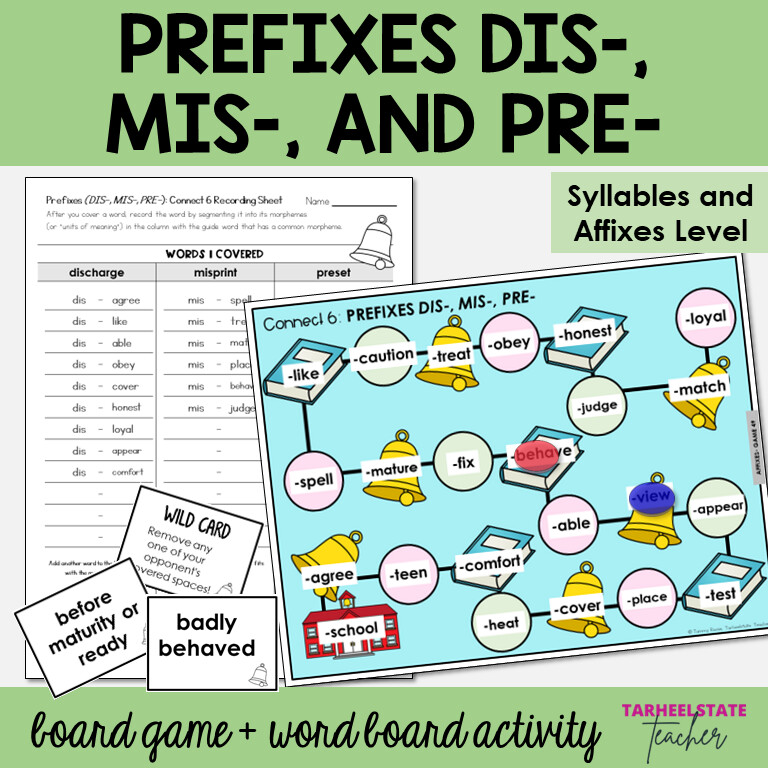 Prefixes DIS-, MIS-, PRE- Syllables and Affixes Games and Activities