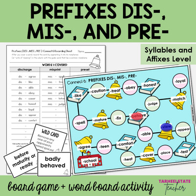 Prefixes DIS-, MIS-, PRE- Syllables and Affixes Games and Activities