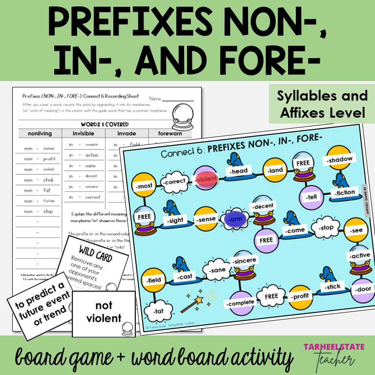 Prefixes NON-, IN-, FORE- Syllables and Affixes Games and Activities