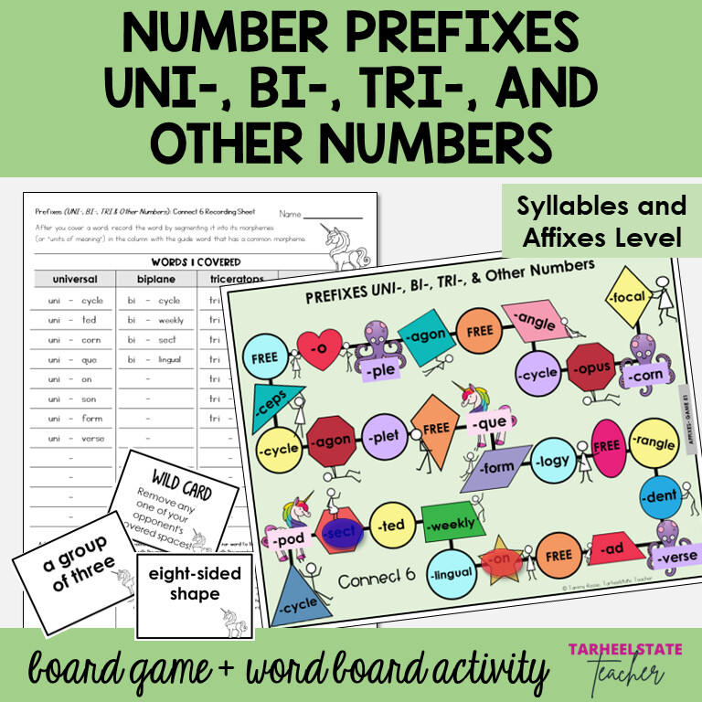 Number Prefixes UNI-, BI-, TRI- Syllables and Affixes Games and Activities