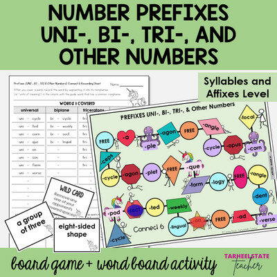 Number Prefixes UNI-, BI-, TRI- Syllables and Affixes Games and Activities