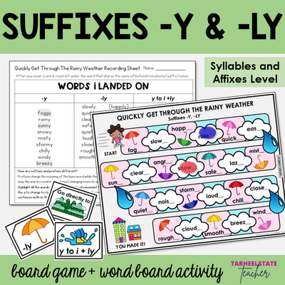 Suffixes -Y, -LY Syllables and Affixes Games and Activities