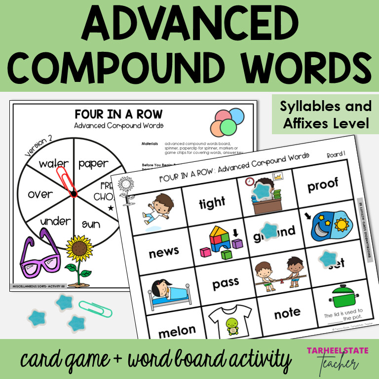 Advanced Compound Words Syllables and Affixes Games and Activities Bundle