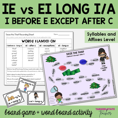 I Before E Except After C Syllables and Affixes Games and Activities Bundle