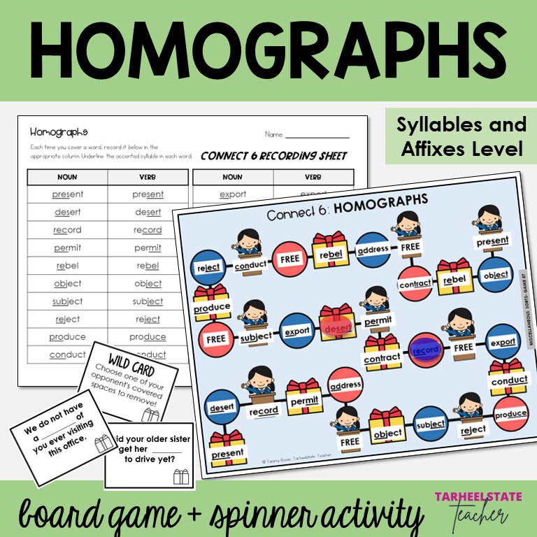 Homograph Activities and Spelling Games Printable with Homographs Worksheet