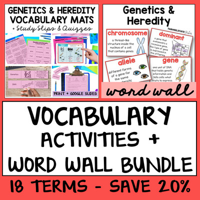 Genetics and Heredity Vocabulary Definition Activities w Word Wall