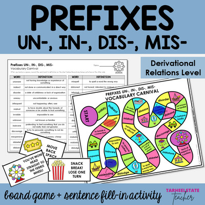 Prefixes UN-, IN-, DIS-, MIS- Derivational Relations Games and Activities