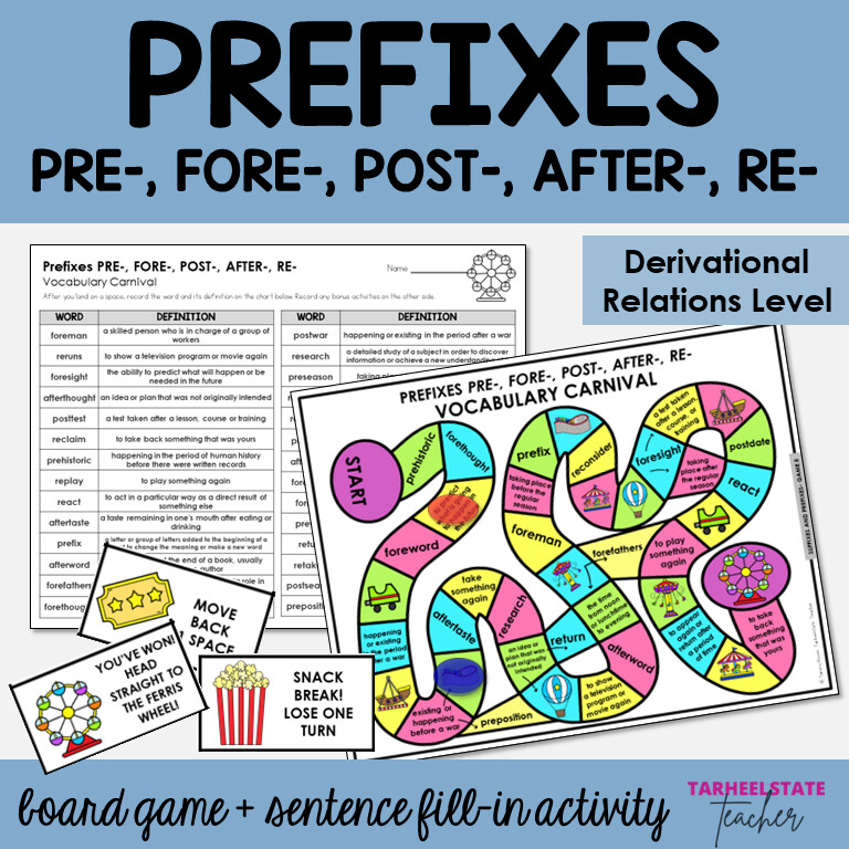 Prefixes PRE-, FORE-, POST-, AFTER-, RE- Derivational Games and Activities