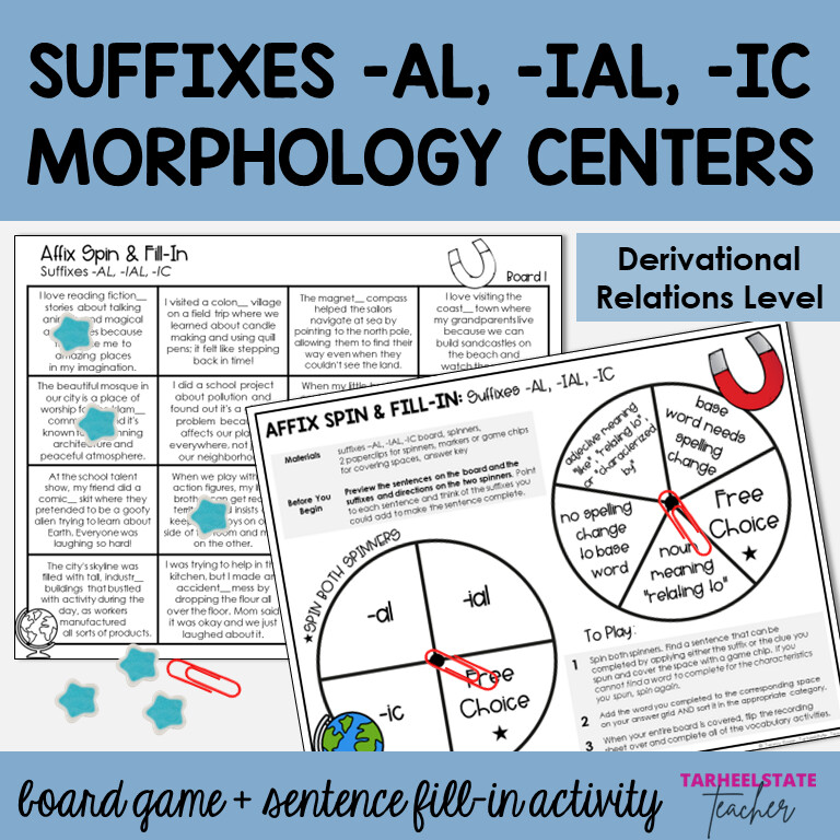 Suffixes -AL, -IAL, -IC Derivational Relations Games and Activities