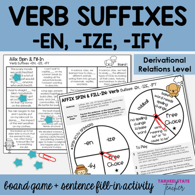 Verb Suffixes -EN, -IZE, -IFY Derivational Relations Games and Activities